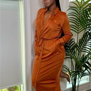JLUXLABEL Rust Long Sleeve Dress
